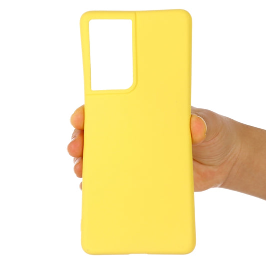For Samsung Galaxy S21 Ultra 5G Pure Color Liquid Silicone Shockproof Full Coverage Case(Yellow) - Galaxy S21 Ultra 5G Cases by buy2fix | Online Shopping UK | buy2fix