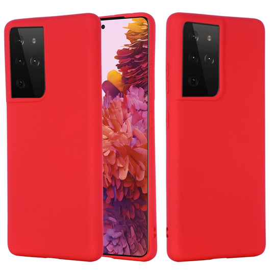 For Samsung Galaxy S21 Ultra 5G Pure Color Liquid Silicone Shockproof Full Coverage Case(Red) - Galaxy S21 Ultra 5G Cases by buy2fix | Online Shopping UK | buy2fix