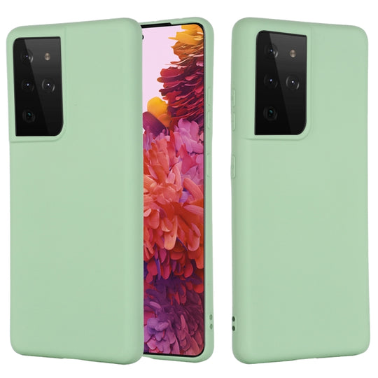 For Samsung Galaxy S21 Ultra 5G Pure Color Liquid Silicone Shockproof Full Coverage Case(Green)