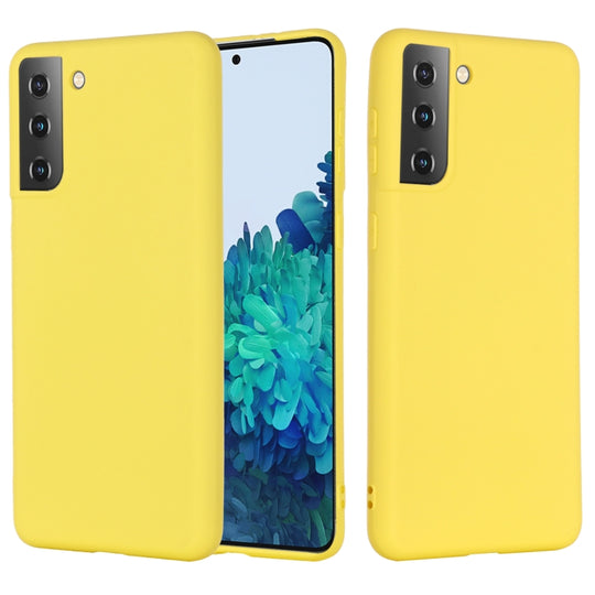For Samsung Galaxy S21 5G Pure Color Liquid Silicone Shockproof Full Coverage Case(Yellow)
