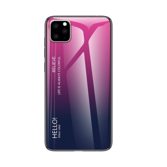 For iPhone 11 Gradient Color Glass Case(Magenta) - iPhone 11 Cases by buy2fix | Online Shopping UK | buy2fix