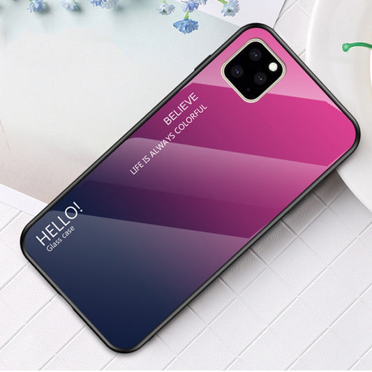 For iPhone 11 Gradient Color Glass Case(Magenta) - iPhone 11 Cases by buy2fix | Online Shopping UK | buy2fix