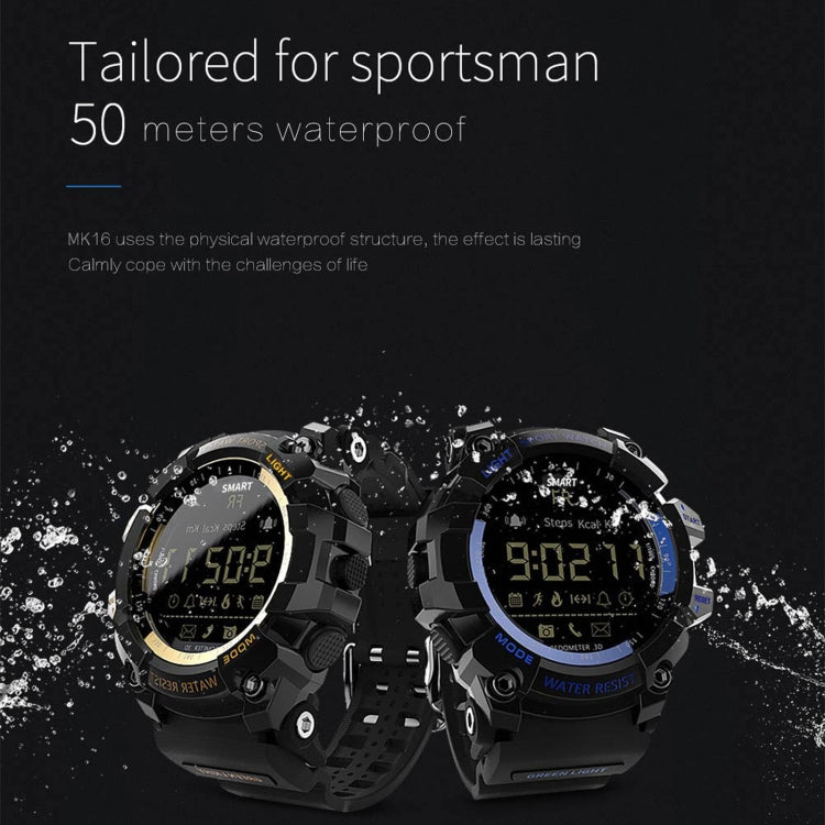 Lokmat MK16 LCD Screen 50m Waterproof Smart Watch, Support Information Reminder / Remote Camera / Walking Motion Monitor(Blue) - Smart Watches by Lokmat | Online Shopping UK | buy2fix
