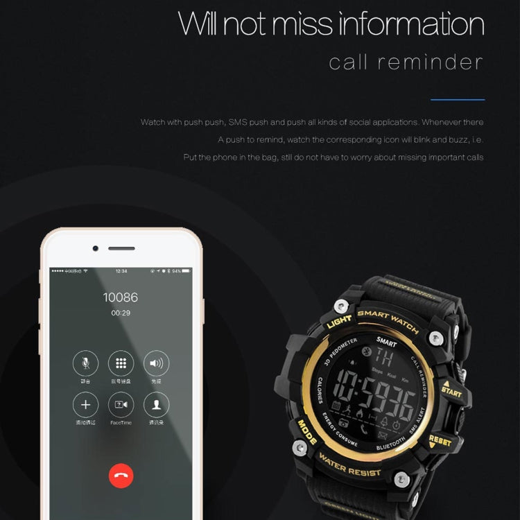 Lokmat MK16 LCD Screen 50m Waterproof Smart Watch, Support Information Reminder / Remote Camera / Walking Motion Monitor(Blue) - Smart Watches by Lokmat | Online Shopping UK | buy2fix