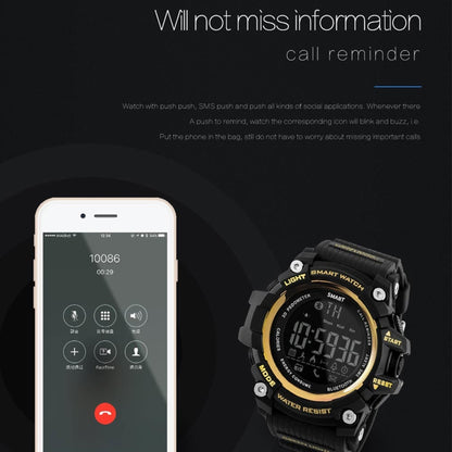 Lokmat MK16 LCD Screen 50m Waterproof Smart Watch, Support Information Reminder / Remote Camera / Walking Motion Monitor(Blue) - Smart Watches by Lokmat | Online Shopping UK | buy2fix