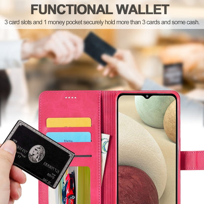 For Samsung Galaxy A12 LC.IMEEKE Calf Texture Horizontal Flip Leather Case, with Holder & Card Slots & Wallet & Photo Frame(Red) - Galaxy Phone Cases by LC.IMEEKE | Online Shopping UK | buy2fix