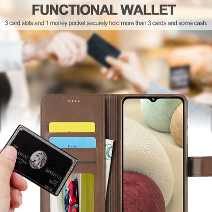 For Samsung Galaxy A12 LC.IMEEKE Calf Texture Horizontal Flip Leather Case, with Holder & Card Slots & Wallet & Photo Frame(Coffee) - Galaxy Phone Cases by LC.IMEEKE | Online Shopping UK | buy2fix