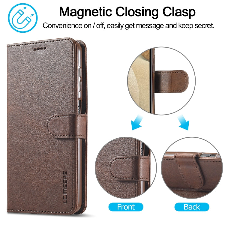 For Samsung Galaxy A12 LC.IMEEKE Calf Texture Horizontal Flip Leather Case, with Holder & Card Slots & Wallet & Photo Frame(Coffee) - Galaxy Phone Cases by LC.IMEEKE | Online Shopping UK | buy2fix
