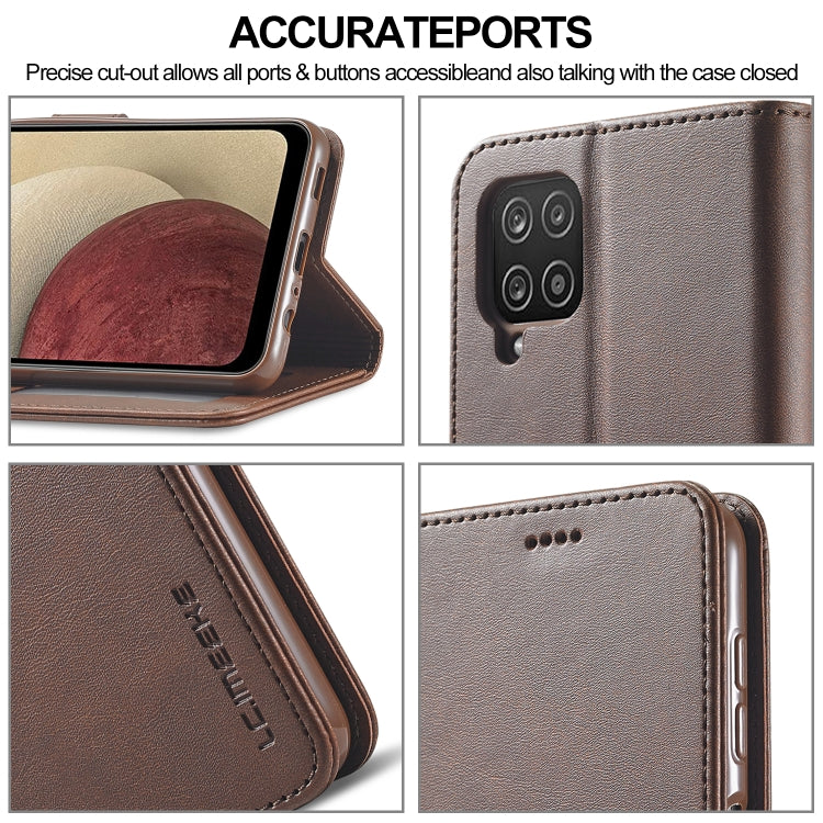 For Samsung Galaxy A12 LC.IMEEKE Calf Texture Horizontal Flip Leather Case, with Holder & Card Slots & Wallet & Photo Frame(Coffee) - Galaxy Phone Cases by LC.IMEEKE | Online Shopping UK | buy2fix