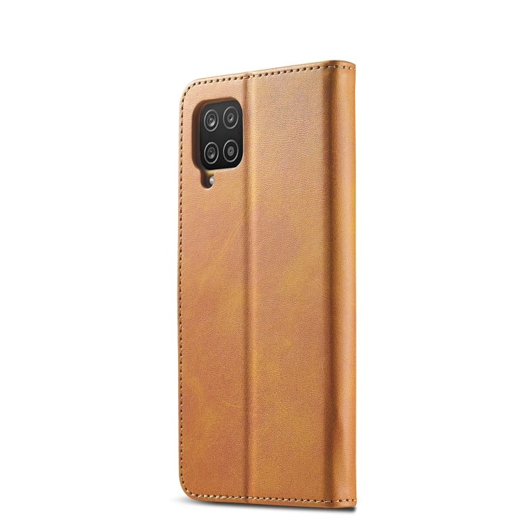 For Samsung Galaxy A12 LC.IMEEKE Calf Texture Horizontal Flip Leather Case, with Holder & Card Slots & Wallet & Photo Frame(Brown) - Galaxy Phone Cases by LC.IMEEKE | Online Shopping UK | buy2fix