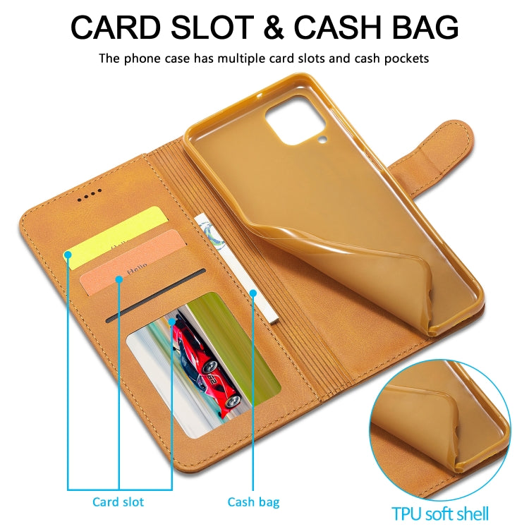 For Samsung Galaxy A12 LC.IMEEKE Calf Texture Horizontal Flip Leather Case, with Holder & Card Slots & Wallet & Photo Frame(Brown) - Galaxy Phone Cases by LC.IMEEKE | Online Shopping UK | buy2fix