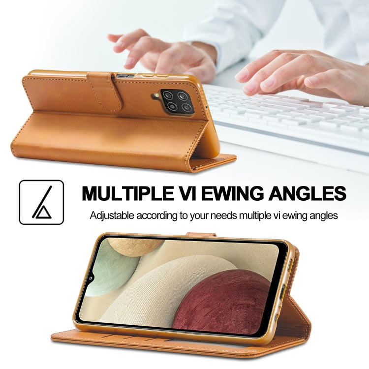 For Samsung Galaxy A12 LC.IMEEKE Calf Texture Horizontal Flip Leather Case, with Holder & Card Slots & Wallet & Photo Frame(Brown) - Galaxy Phone Cases by LC.IMEEKE | Online Shopping UK | buy2fix