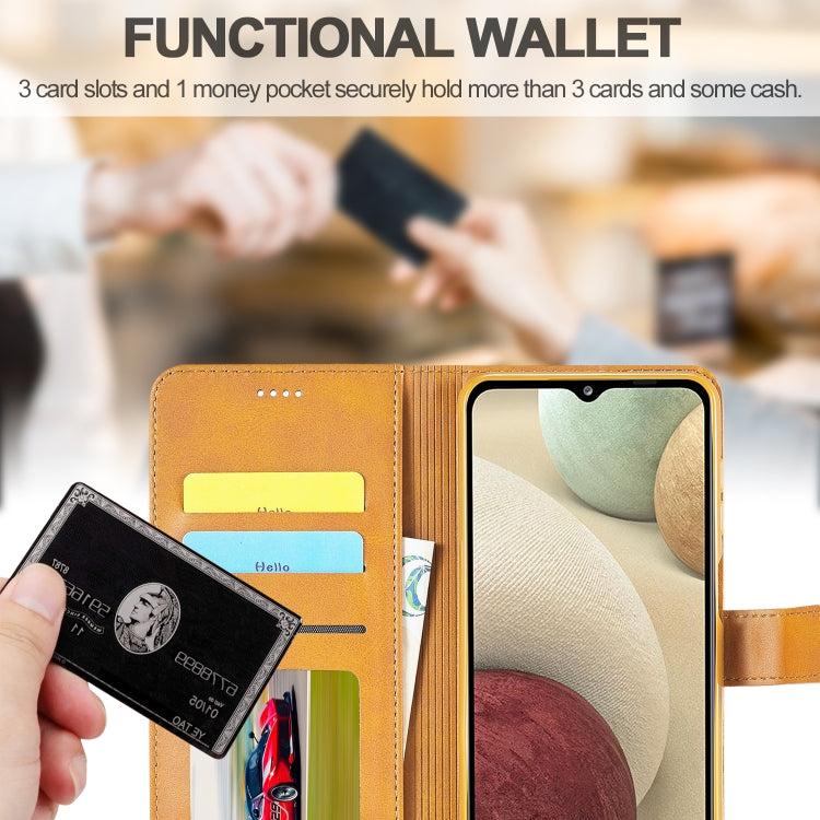 For Samsung Galaxy A12 LC.IMEEKE Calf Texture Horizontal Flip Leather Case, with Holder & Card Slots & Wallet & Photo Frame(Brown) - Galaxy Phone Cases by LC.IMEEKE | Online Shopping UK | buy2fix