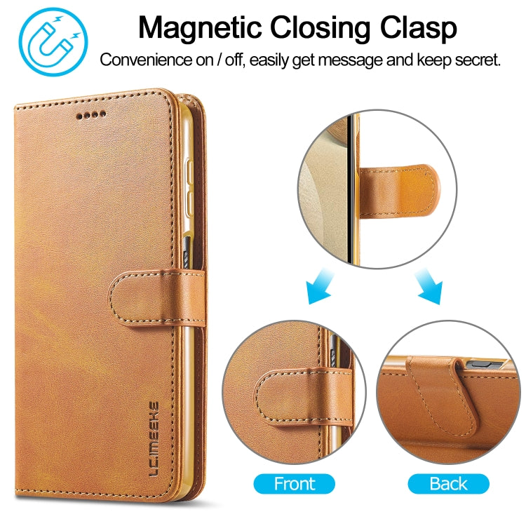 For Samsung Galaxy A12 LC.IMEEKE Calf Texture Horizontal Flip Leather Case, with Holder & Card Slots & Wallet & Photo Frame(Brown) - Galaxy Phone Cases by LC.IMEEKE | Online Shopping UK | buy2fix