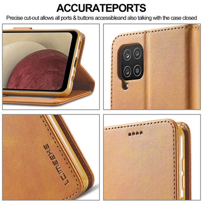 For Samsung Galaxy A12 LC.IMEEKE Calf Texture Horizontal Flip Leather Case, with Holder & Card Slots & Wallet & Photo Frame(Brown) - Galaxy Phone Cases by LC.IMEEKE | Online Shopping UK | buy2fix