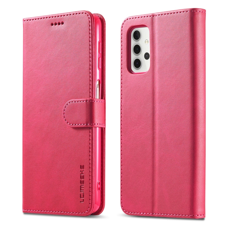 For Samsung Galaxy A32 5G LC.IMEEKE Calf Texture Horizontal Flip Leather Case, with Holder & Card Slots & Wallet & Photo Frame(Red) - Galaxy Phone Cases by LC.IMEEKE | Online Shopping UK | buy2fix