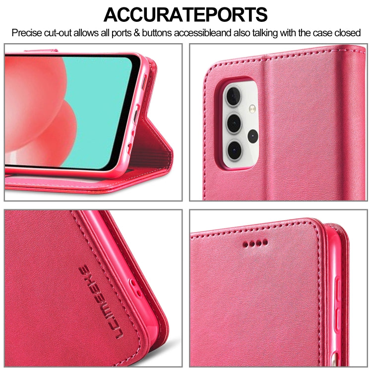 For Samsung Galaxy A32 5G LC.IMEEKE Calf Texture Horizontal Flip Leather Case, with Holder & Card Slots & Wallet & Photo Frame(Red) - Galaxy Phone Cases by LC.IMEEKE | Online Shopping UK | buy2fix
