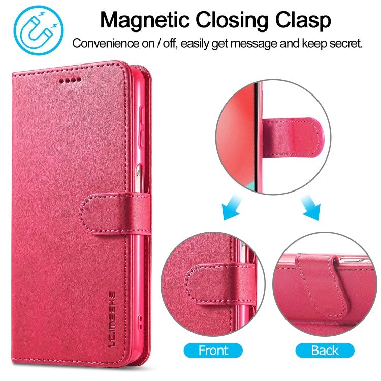For Samsung Galaxy A32 5G LC.IMEEKE Calf Texture Horizontal Flip Leather Case, with Holder & Card Slots & Wallet & Photo Frame(Red) - Galaxy Phone Cases by LC.IMEEKE | Online Shopping UK | buy2fix