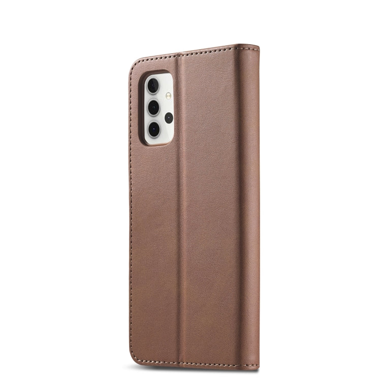 For Samsung Galaxy A32 5G LC.IMEEKE Calf Texture Horizontal Flip Leather Case, with Holder & Card Slots & Wallet & Photo Frame(Coffee) - Galaxy Phone Cases by LC.IMEEKE | Online Shopping UK | buy2fix