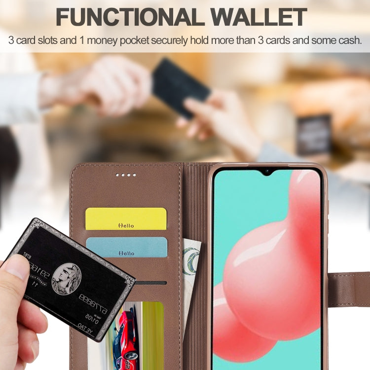 For Samsung Galaxy A32 5G LC.IMEEKE Calf Texture Horizontal Flip Leather Case, with Holder & Card Slots & Wallet & Photo Frame(Coffee) - Galaxy Phone Cases by LC.IMEEKE | Online Shopping UK | buy2fix