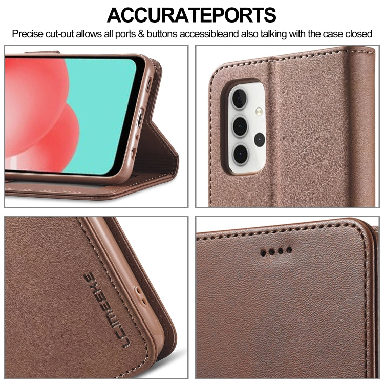 For Samsung Galaxy A32 5G LC.IMEEKE Calf Texture Horizontal Flip Leather Case, with Holder & Card Slots & Wallet & Photo Frame(Coffee) - Galaxy Phone Cases by LC.IMEEKE | Online Shopping UK | buy2fix