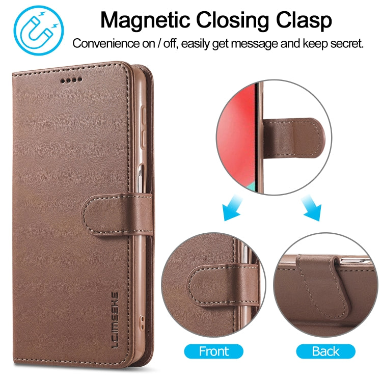For Samsung Galaxy A32 5G LC.IMEEKE Calf Texture Horizontal Flip Leather Case, with Holder & Card Slots & Wallet & Photo Frame(Coffee) - Galaxy Phone Cases by LC.IMEEKE | Online Shopping UK | buy2fix