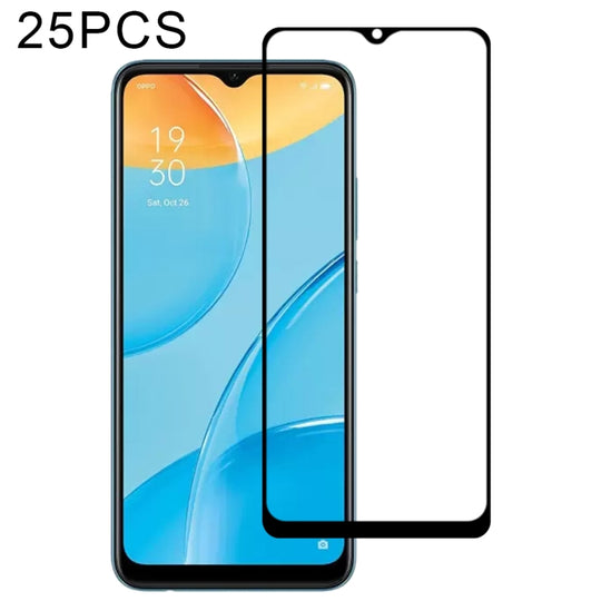 For OPPO A15s 25 PCS Full Glue Full Screen Tempered Glass Film