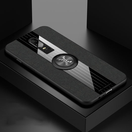 For OnePlus 6 XINLI Stitching Cloth Texture Shockproof TPU Protective Case with Ring Holder(Black) - OnePlus Cases by XINLI | Online Shopping UK | buy2fix