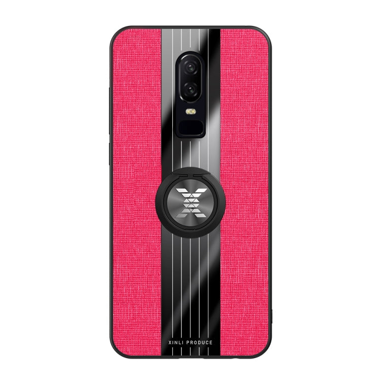 For OnePlus 6 XINLI Stitching Cloth Texture Shockproof TPU Protective Case with Ring Holder(Red) - OnePlus Cases by XINLI | Online Shopping UK | buy2fix