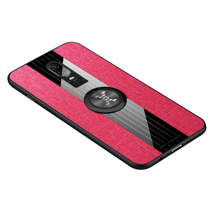 For OnePlus 6 XINLI Stitching Cloth Texture Shockproof TPU Protective Case with Ring Holder(Red) - OnePlus Cases by XINLI | Online Shopping UK | buy2fix