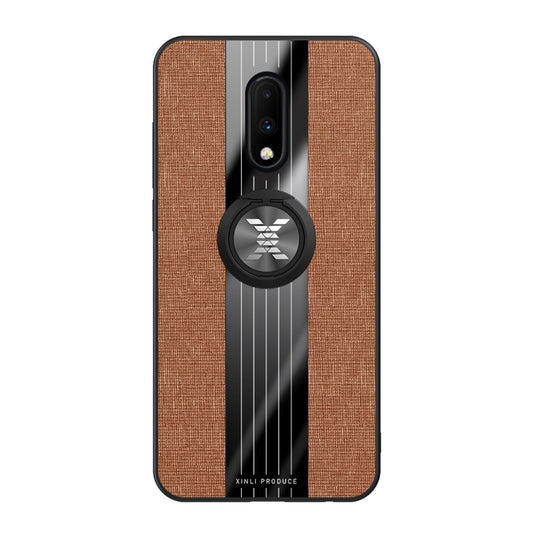For OnePlus 6T XINLI Stitching Cloth Texture Shockproof TPU Protective Case with Ring Holder(Brown) - OnePlus Cases by XINLI | Online Shopping UK | buy2fix