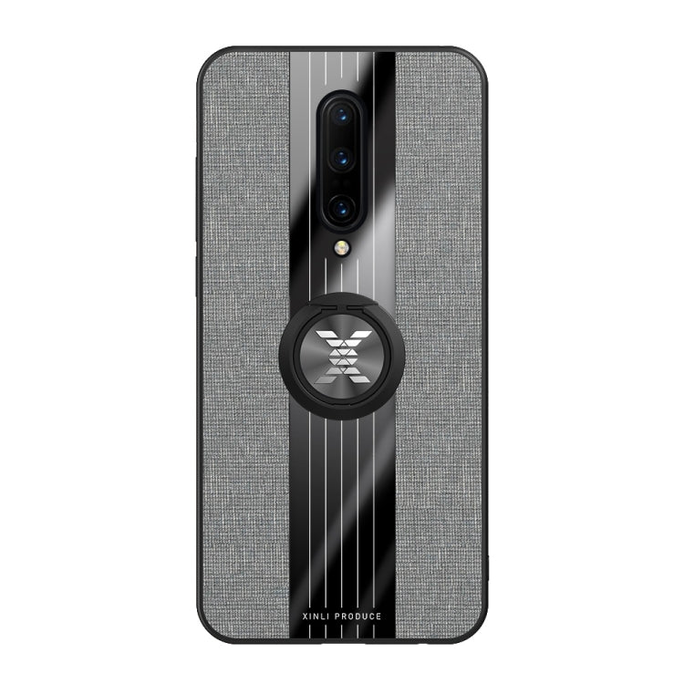 For OnePlus 7 Pro XINLI Stitching Cloth Texture Shockproof TPU Protective Case with Ring Holder(Grey) - OnePlus Cases by XINLI | Online Shopping UK | buy2fix