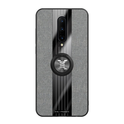 For OnePlus 7 Pro XINLI Stitching Cloth Texture Shockproof TPU Protective Case with Ring Holder(Grey) - OnePlus Cases by XINLI | Online Shopping UK | buy2fix