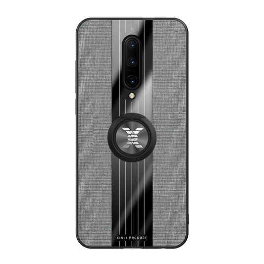 For OnePlus 7 Pro XINLI Stitching Cloth Texture Shockproof TPU Protective Case with Ring Holder(Grey) - OnePlus Cases by XINLI | Online Shopping UK | buy2fix