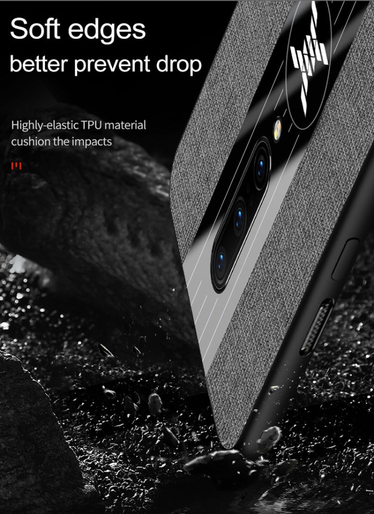 For OnePlus 7 Pro XINLI Stitching Cloth Texture Shockproof TPU Protective Case with Ring Holder(Grey) - OnePlus Cases by XINLI | Online Shopping UK | buy2fix