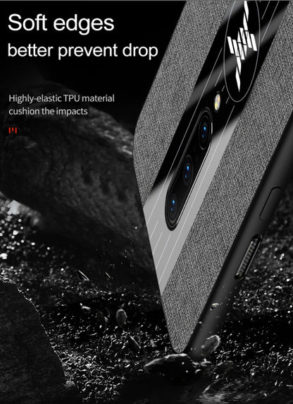 For OnePlus 7 Pro XINLI Stitching Cloth Texture Shockproof TPU Protective Case with Ring Holder(Grey) - OnePlus Cases by XINLI | Online Shopping UK | buy2fix