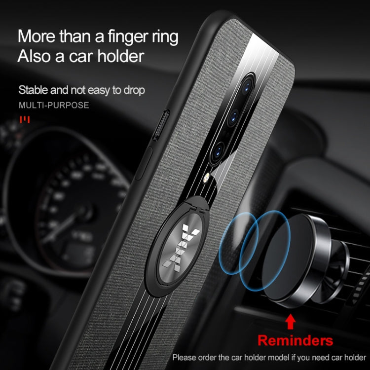 For OnePlus 7 Pro XINLI Stitching Cloth Texture Shockproof TPU Protective Case with Ring Holder(Grey) - OnePlus Cases by XINLI | Online Shopping UK | buy2fix