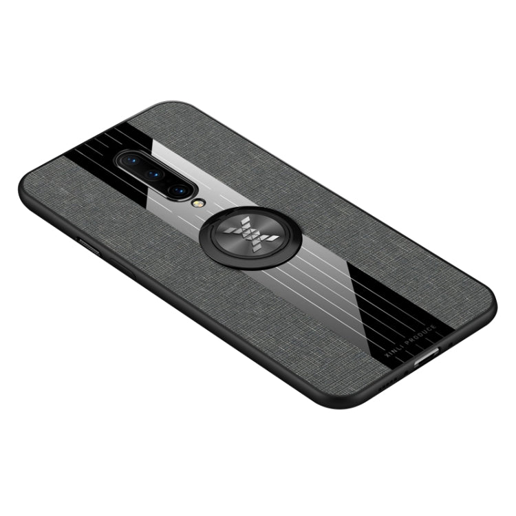 For OnePlus 7 Pro XINLI Stitching Cloth Texture Shockproof TPU Protective Case with Ring Holder(Grey) - OnePlus Cases by XINLI | Online Shopping UK | buy2fix