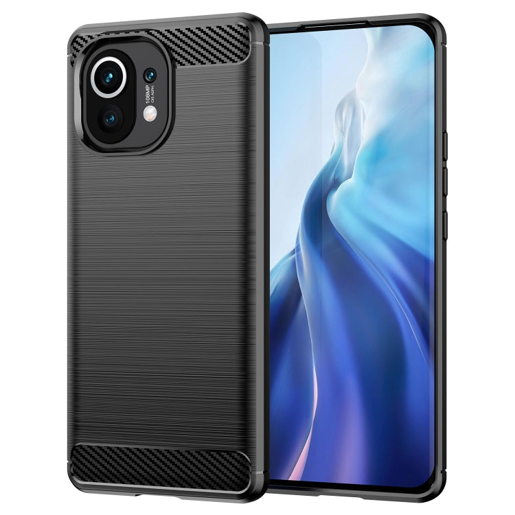 For Xiaomi Mi 11 Brushed Texture Carbon Fiber TPU Case(Black) - Xiaomi Cases by buy2fix | Online Shopping UK | buy2fix