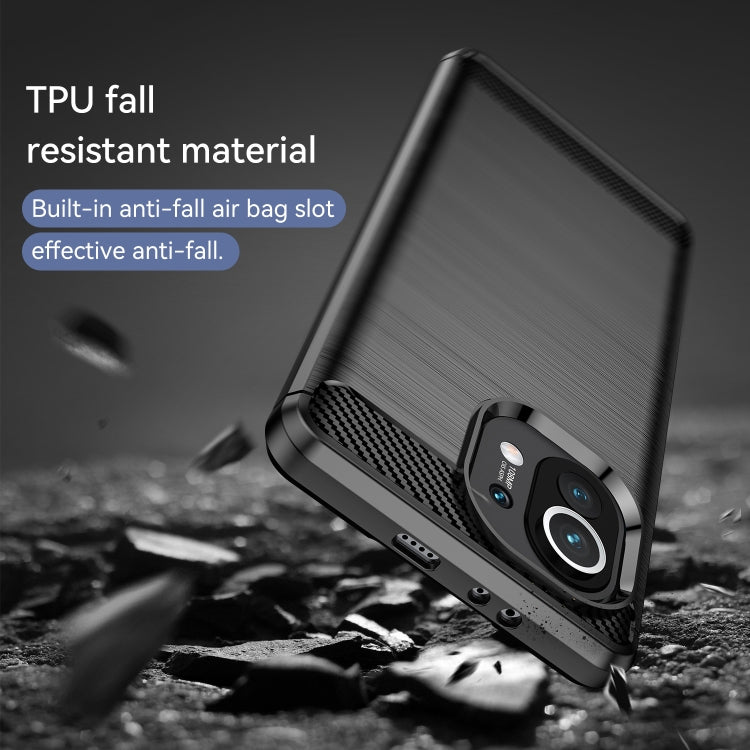 For Xiaomi Mi 11 Brushed Texture Carbon Fiber TPU Case(Black) - Xiaomi Cases by buy2fix | Online Shopping UK | buy2fix