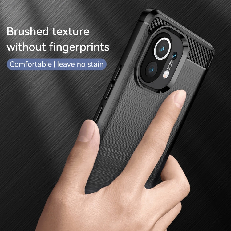 For Xiaomi Mi 11 Brushed Texture Carbon Fiber TPU Case(Black) - Xiaomi Cases by buy2fix | Online Shopping UK | buy2fix