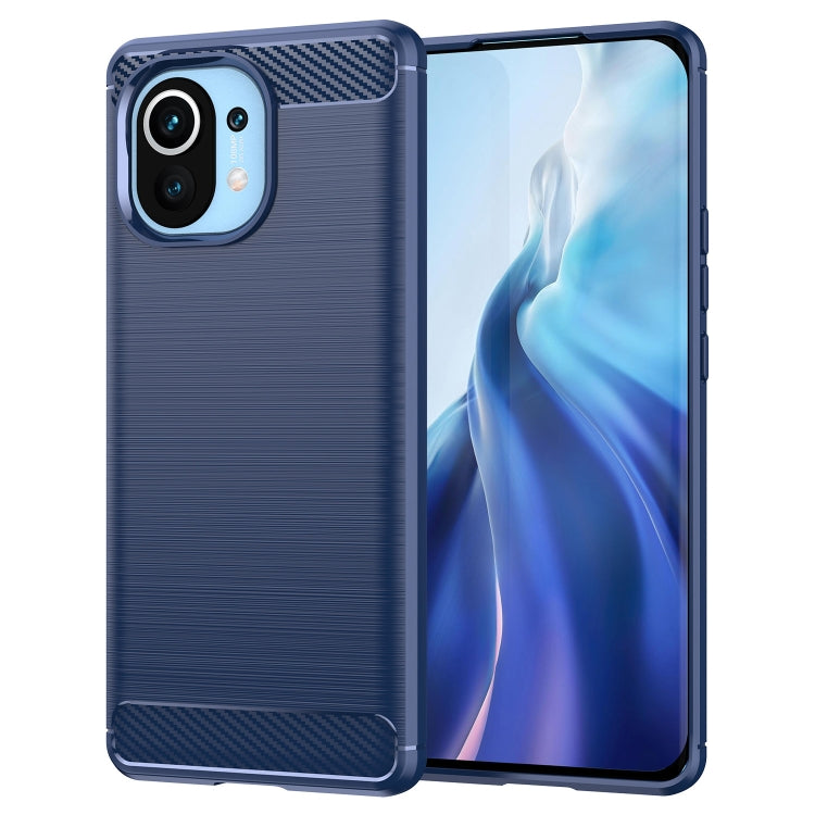 For Xiaomi Mi 11 Brushed Texture Carbon Fiber TPU Case(Blue) - Xiaomi Cases by buy2fix | Online Shopping UK | buy2fix