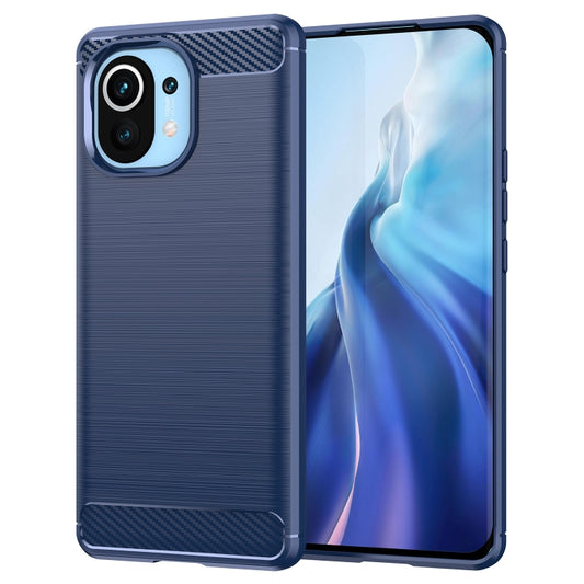 For Xiaomi Mi 11 Brushed Texture Carbon Fiber TPU Case(Blue) - Xiaomi Cases by buy2fix | Online Shopping UK | buy2fix