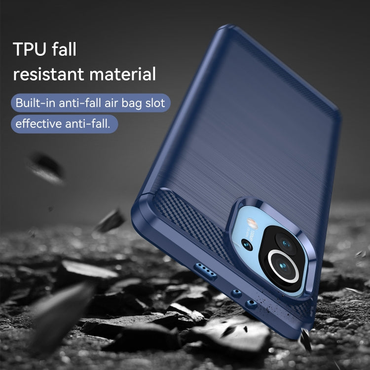 For Xiaomi Mi 11 Brushed Texture Carbon Fiber TPU Case(Blue) - Xiaomi Cases by buy2fix | Online Shopping UK | buy2fix