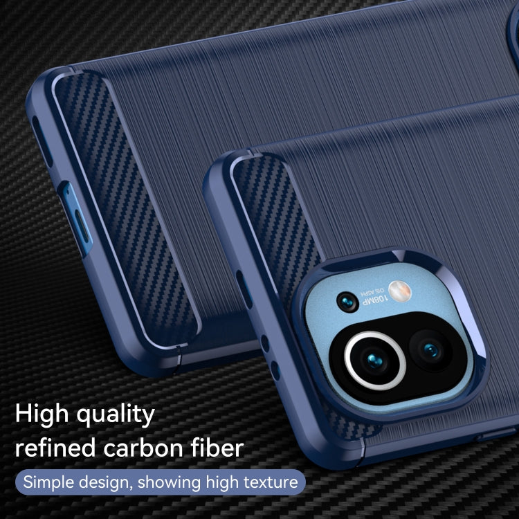 For Xiaomi Mi 11 Brushed Texture Carbon Fiber TPU Case(Blue) - Xiaomi Cases by buy2fix | Online Shopping UK | buy2fix