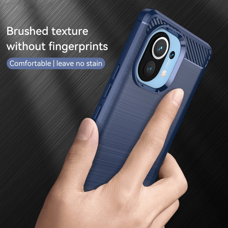 For Xiaomi Mi 11 Brushed Texture Carbon Fiber TPU Case(Blue) - Xiaomi Cases by buy2fix | Online Shopping UK | buy2fix