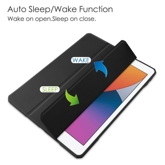 For iPad 10.2 2021 / 2020 / 2019 Transparent Acrylic + TPU Back Cover Horizontal Flip Leather Case with 3-folding Holder & Pen Holder & Sleep / Wake-up Function(Black) by buy2fix