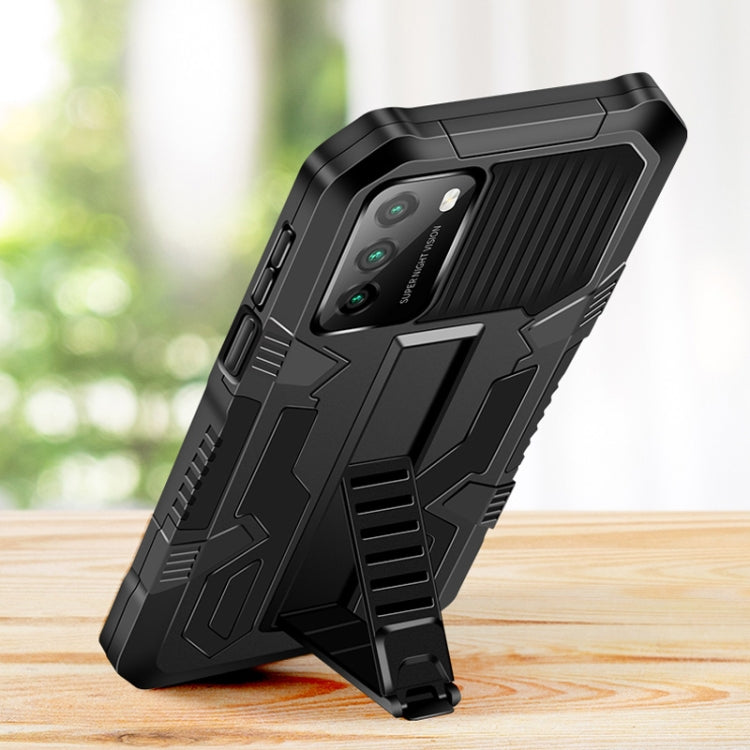 For Xiaomi Poco M3 Vanguard Warrior All Inclusive Double-color Shockproof TPU + PC Protective Case with Holder(Black) - Xiaomi Cases by buy2fix | Online Shopping UK | buy2fix