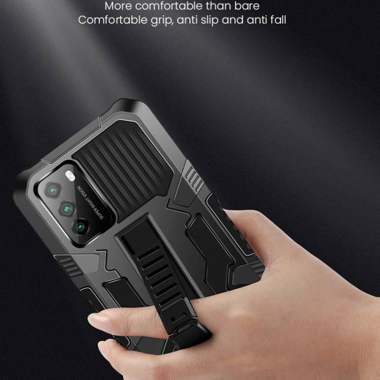 For Xiaomi Poco M3 Vanguard Warrior All Inclusive Double-color Shockproof TPU + PC Protective Case with Holder(Black) - Xiaomi Cases by buy2fix | Online Shopping UK | buy2fix
