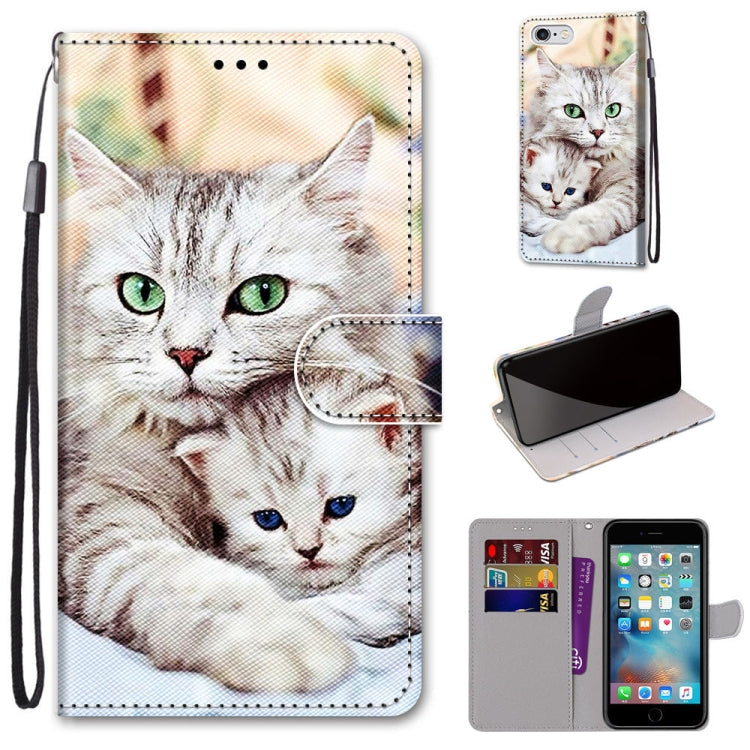 Coloured Drawing Cross Texture Horizontal Flip PU Leather Case with Holder & Card Slots & Wallet & Lanyard For iPhone 6 / 6s(Big Cat Holding Kitten) - More iPhone Cases by buy2fix | Online Shopping UK | buy2fix